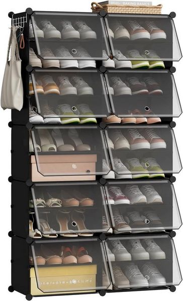 EUGAD Schuhbox (20 St), Schuhorganizer Schuhregal Kunststoff, mit Haken