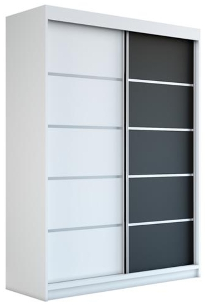 Schwebetürenschrank PARIS 2-türig Schrank 180 cm (mit Spiegel) Farbe: Weiß , schwarz