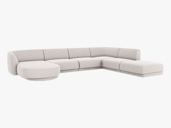 Micadoni Panorama-Ecksofa Miley 6-Sitzer Rechts Chenille Haga Hellgrau