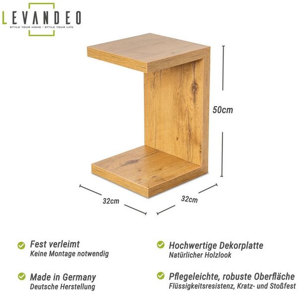 Levandeo® Couchtisch, levandeo Couchtisch Coco Holz 32x32x50cm Wildeiche Tisch