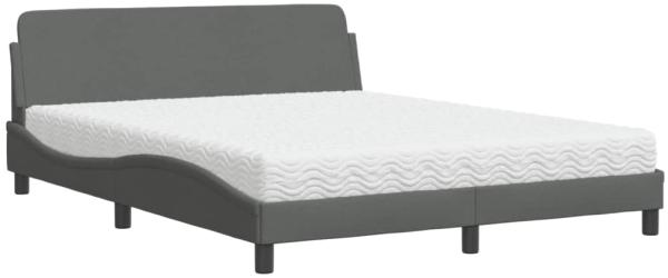 vidaXL Bett mit Matratze "Dover" Dunkelgrau 160x200 cm Stoff 3208425
