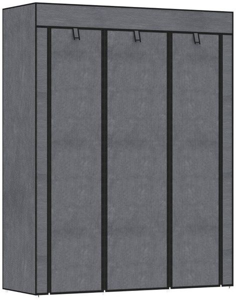 MC Star Stoffschrank Kleiderschrank mit Kleiderstangen, 8 Ebenen, Faltschrank (Faltbare Garderobe für Schlafzimmer, Flur, Vliesstoff, Dunkelgrau, 125 x 43 x 162,5 cm)