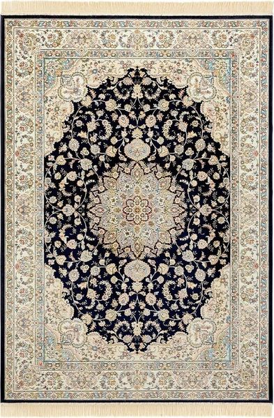 NOURISTAN Teppich Orientalischer Samt Teppich Fransen Antik NaIn-Dunkelblau Grün, rechteckig, Höhe: 5 mm