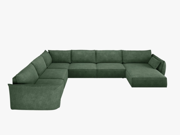 Micadoni Panorama-Ecksofa Kaelle 8-Sitzer Links Chenille Over The Horizon Flaschengrün