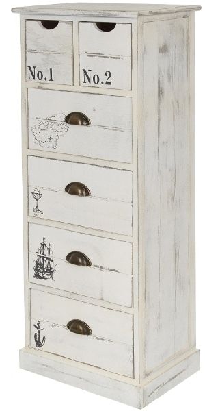 Kommode Leila mit 6 Schubladen MDF Weiß