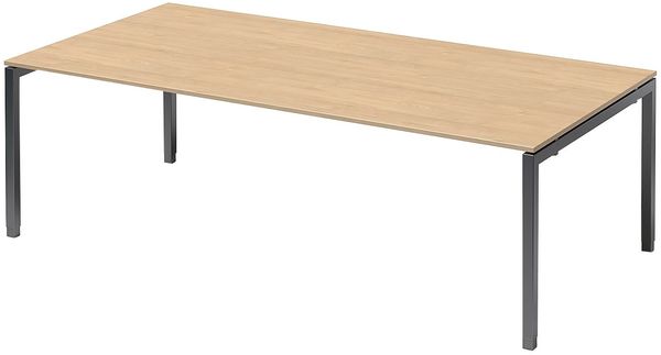 BISLEY Cito Chefarbeitsplatz/Konferenztisch, 650-850 mm höheneinstellbares U-Gestell, Metall, Mp334 Dekor Ahorn, Gestell Anthrazitgrau, 120 x 240 x 85 cm