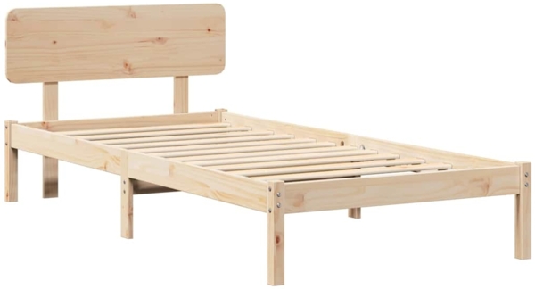 vidaXL Bettrahmen mit Kopfteil Natur 100 x 200 cm Massives Kiefernholz 872119 Bild 1