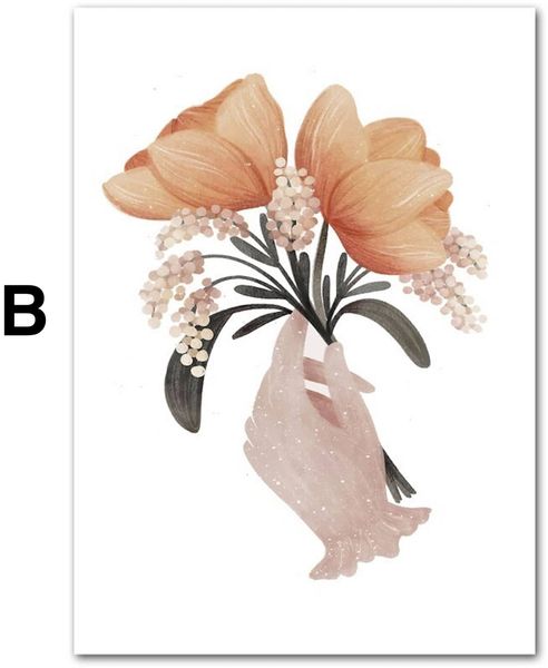 Poster Kinder süße Tiere im Boho Stil Bär Eichhörnchen Schnecke Pilzhaus und Blumen als Deko Print ohne Rahmen - B / 70 x 100 cm