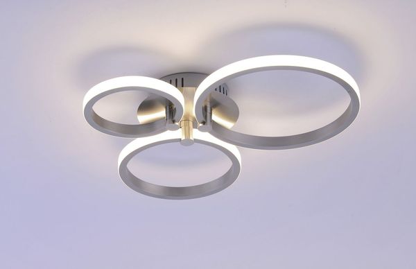 LED Deckenlampe, stahlfarben, Ring Design, L 39 cm