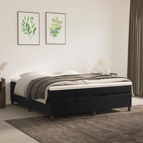 vidaXL Boxspringbett mit Matratze Schwarz 160x200 cm Samt 3144689