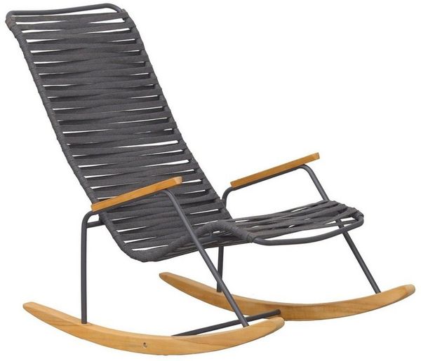Liadomo Gartenlounge-Sessel Atina Schaukelstuhl, Schaukelsessel für Balkon, Garten, Terrasse (Outdoor-Sessel), Teakholz-Armlehnen & -Kufen, Rope mit Edelstahl-Gestell