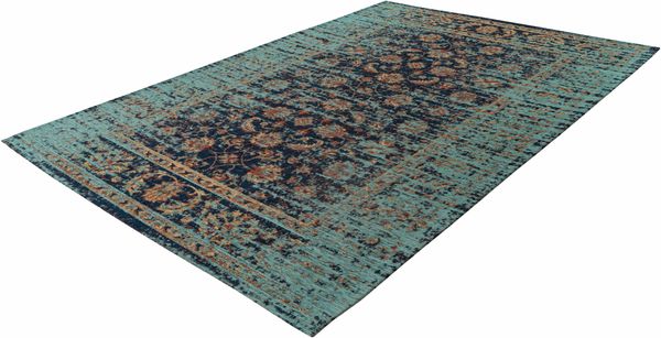 Teppich Charme 225 Multi / Blau 80cm x 150cm | Vintage-Stil | Flachflor