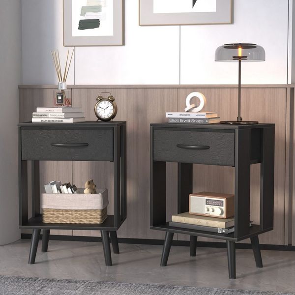 OYRREU Nachttisch Set mit Schubladen, 2 platzsparende Nachtkommoden, OTTO'S CHOICE (Holzoptik 40 x 30 x 60 cm, Nachtschrank-Set 2-tlg. Kombination), 2er Beistelltisch platzsparendes Design, harmonisch