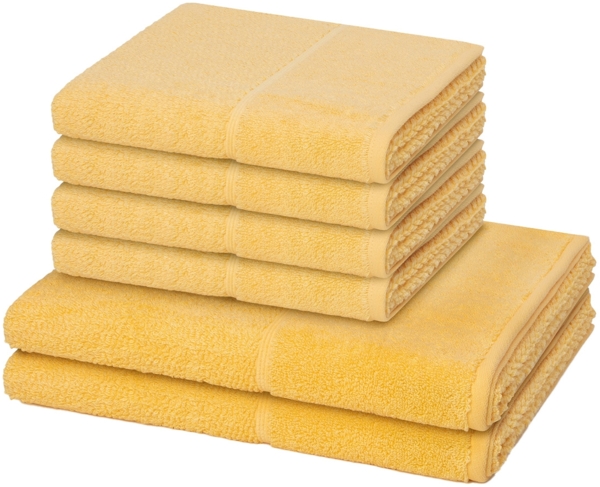 Möve for frottana Pearl 6 tlg. Frottier-Set - 4 X Handtuch (50 X 100cm), 2 X Duschtuch (67 X 140cm) - 500 g/m² - Maize