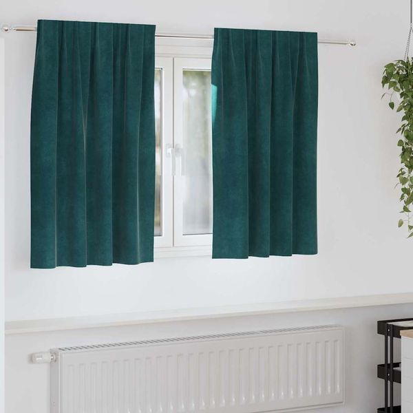 vidaXL Verdunkelungsvorhänge 2 pcs Dunkelgrün 140 x 140 cm Samt 4107213