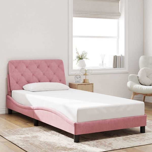 vidaXL Bettgestell ohne Matratze Rosa 100x200 cm Samt 3207910