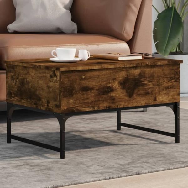 vidaXL Couchtisch Räuchereiche 70x50x40 cm Holzwerkstoff und Metall 845373