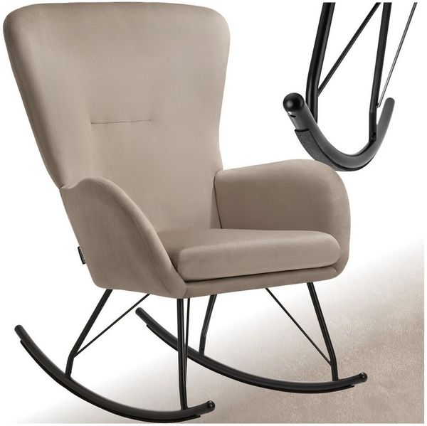tectake Schaukelstuhl Relaxsessel Swing mit Stahlkufen und dicker Polsterung (Set, 1 St), Abnehmbares, extradickes Sitzpolster mit waschbarem Bezug
