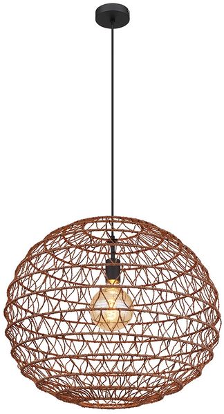 Pendelleuchte, Metall, dunkelbraun, Boho, E27, D 59 cm
