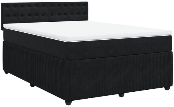 vidaXL Boxspringbett mit Matratze Schwarz 140x190 cm Samt 3290048 Bild 3