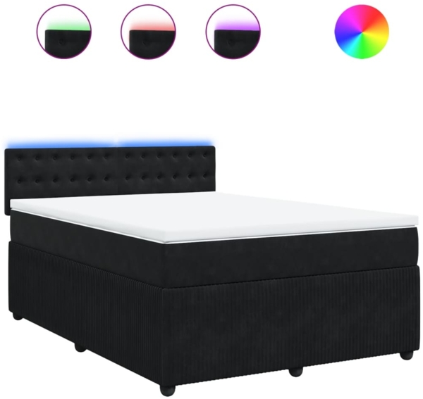 vidaXL Boxspringbett mit Matratze Schwarz 140x190 cm Samt 3290048