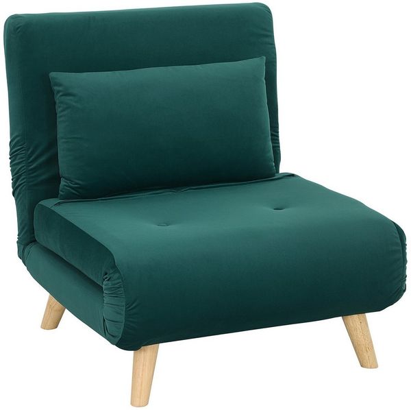HOMCOM Relaxsessel mit Bettfunktion, verstellbare Rückenlehne, bis 150 kg Belastbar, Dunkelgrün, 72 x 78 x 79 cm