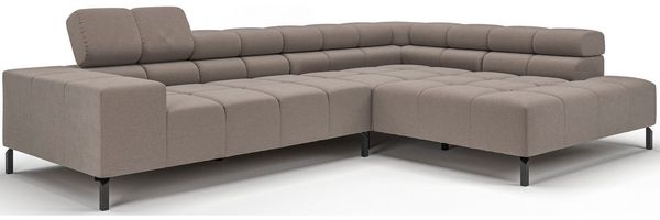 INOSIGN Ecksofa Ancona New, wahlweise motorische Sitztiefenverstellung, auch Cord, feine Steppung, mit Kopfteilverstellung, 3 Zierkissen, L-Form