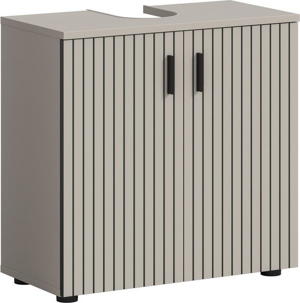 welltime Waschbeckenunterschrank MANI, Paneeloptik, 2 Türen, 2 Fächer (1-St) WBU, Waschbeckenunterschrank, Bad, Badezimmer, Unterschrank