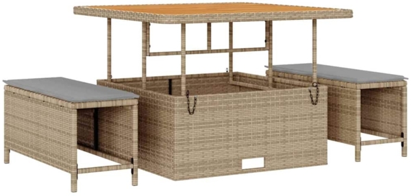 vidaXL Gartensofa-set mit Kissen 11 pcs Beige und Hellgrau Poly-Rattan 3363937 Bild 3