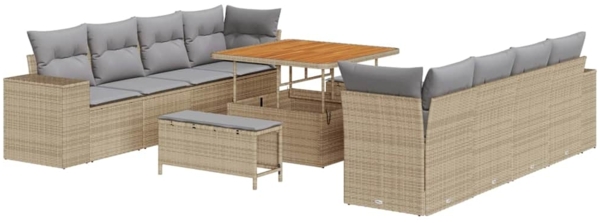 vidaXL Gartensofa-set mit Kissen 11 pcs Beige und Hellgrau Poly-Rattan 3363937 Bild 1