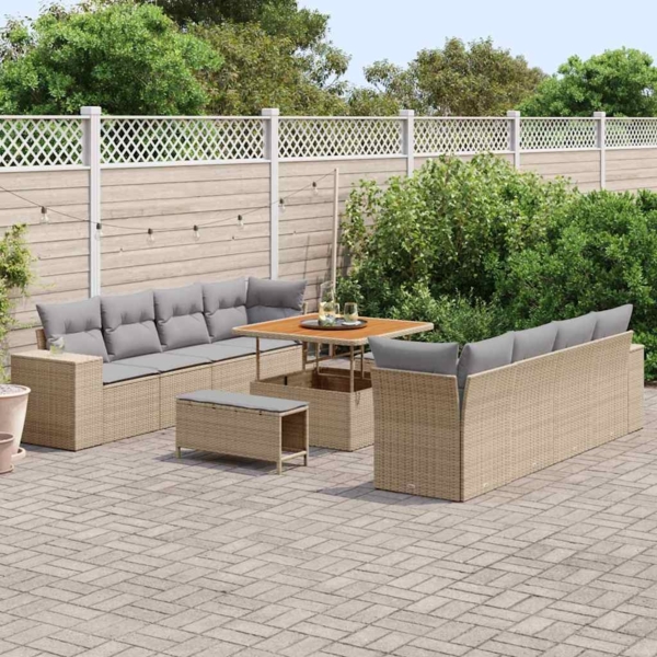 vidaXL Gartensofa-set mit Kissen 11 pcs Beige und Hellgrau Poly-Rattan 3363937 Bild 2