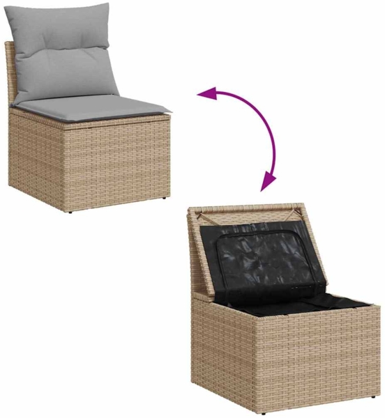 vidaXL Gartensofa-set mit Kissen 11 pcs Beige und Hellgrau Poly-Rattan 3363937 Bild 10