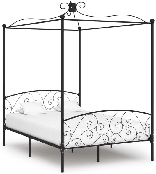 vidaXL Himmelbett-Gestell Schwarz Metall 140 x 200 cm 284477