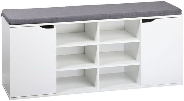 KESPER Schuhregal mit Sitzfläche, weiß, 30,5 x 48 x 103 cm