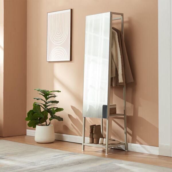Garderobenspiegel 2-in-1 Klilbojle 160x40x35 cm Sandfarben [en. casa]