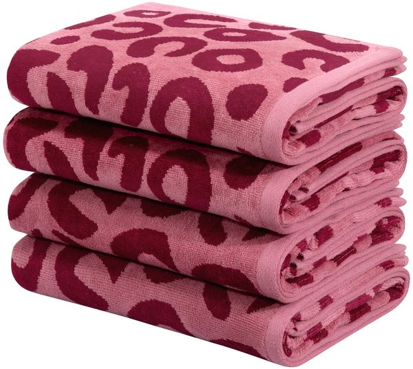 OTTO home Handtuch Set Anna Leopardenmuster, 4-tlg Handtuch-Set, 50x100cm, 100% Baumwolle, Frottiervelours (Set, 4-St), Handtücher, weich, saugstark, modern, Leo, Animal Print