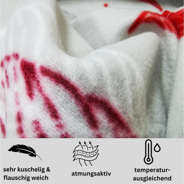 Leonado Vicenti Bettwäsche Winter Fleece 155x220, Fleece, 2 teilig, Warm flauschig weich MikroFleece Thermo Bordeaux Rot Feder Bild 3