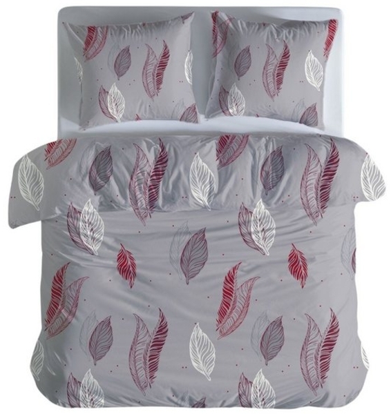 Leonado Vicenti Bettwäsche Winter Fleece 155x220, Fleece, 2 teilig, Warm flauschig weich MikroFleece Thermo Bordeaux Rot Feder Bild 4