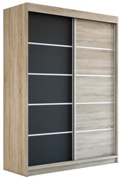 Schwebetürenschrank PARIS 2-türig Schrank 180 cm (mit Spiegel) Farbe: Sonoma , schwarz