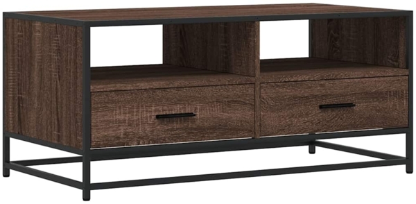 vidaXL Couchtisch Braun Eichen-Optik 100x50x45 cm Holzwerkstoff Metall 848788