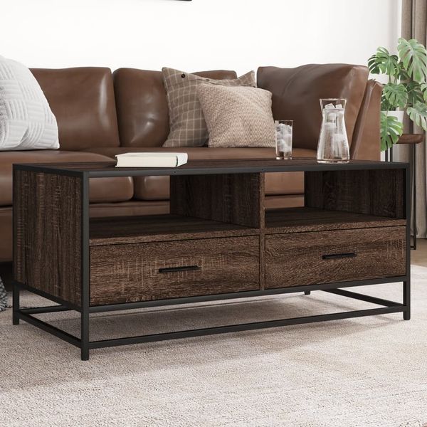 vidaXL Couchtisch Braun Eichen-Optik 100x50x45 cm Holzwerkstoff Metall 848788