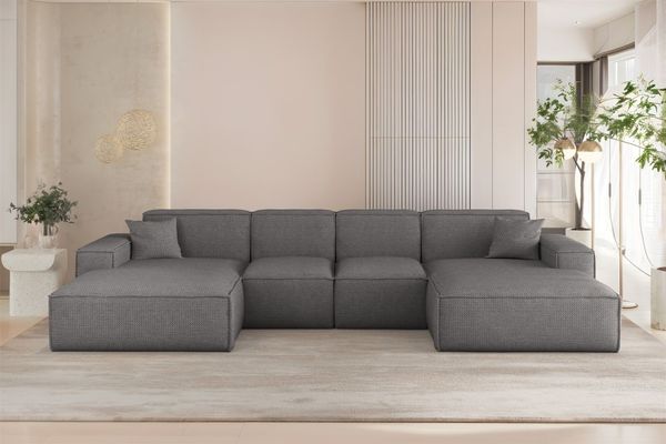 Wohnlandschaft Sofa U-Form CELES PREMIUM XS in Stoff Artico Grau