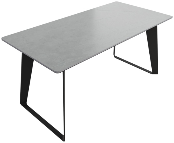 Esstisch 160x80cm graue Keramikplatte schwarze U-Form Beine : Grau