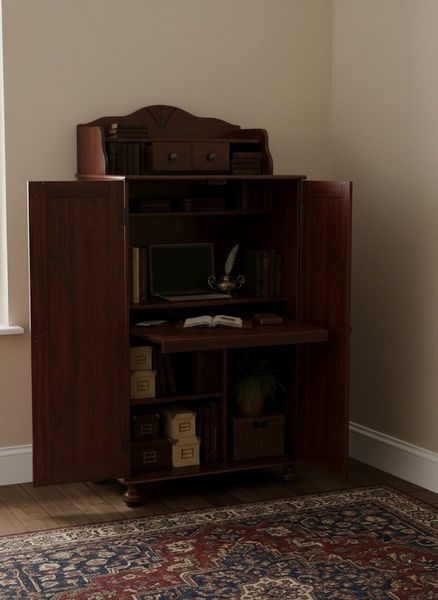 Clever-Moebel Computerschrank Computerschrank Massivholz Kiefer, Sekretär & Büroschrank, PC Schrank Breite: 83cm, Tiefe: 57cm, Höhe: 123,5-154cm