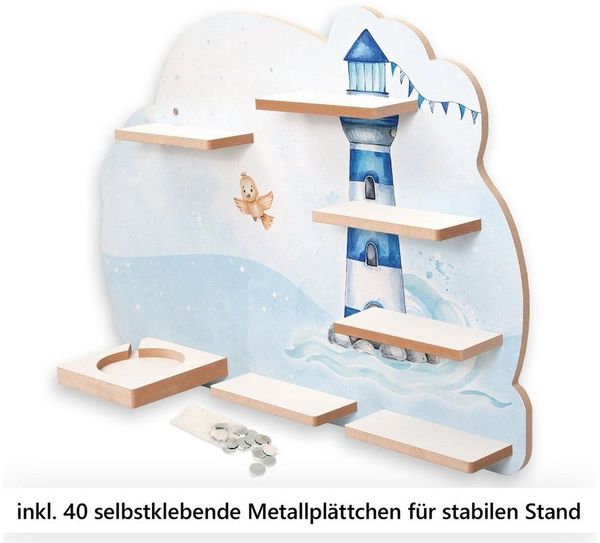 Kreative Feder Wandregal MUSIKBOX-REGAL Leuchtturm, für TONIE-BOX und TONIES inkl. 40 Metallplättchen
