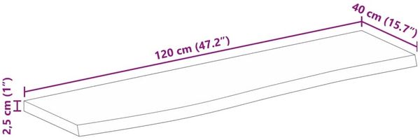 vidaXL Tischplatte mit Baumkante 120x40x2,5 cm Massivholz Mango 370542 Bild 9