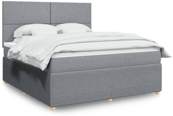 vidaXL Boxspringbett mit Matratze Hellgrau 180x200 cm Stoff 3292128