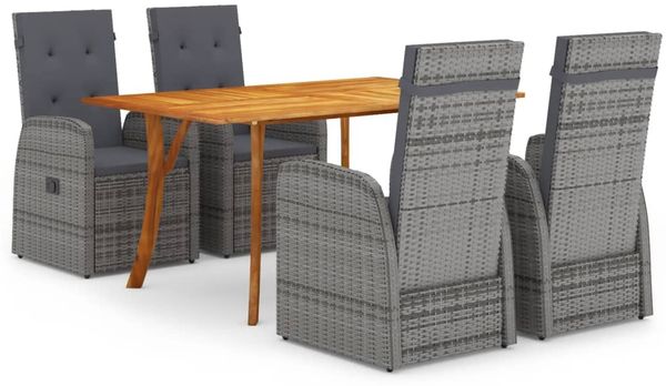 vidaXL 5-tlg. Garten-Essgruppe Grau 3072146