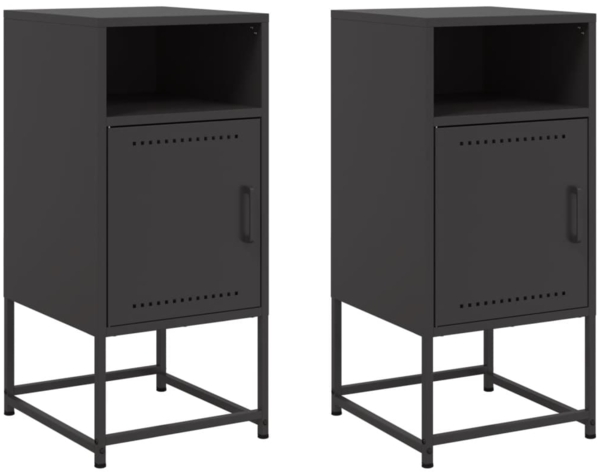 vidaXL Nachttische 2 Stk. Schwarz 36x39x78 cm Stahl 846567