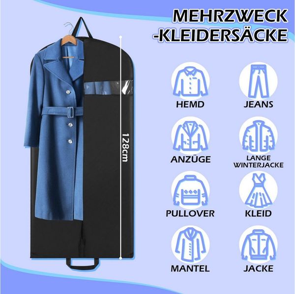 Clanmacy Sitzsack 3St. Kleidersack 128x60cm Kleiderhülle Vliesstoff mit Schuhbeutel (3 St)